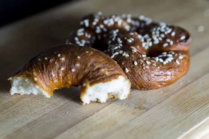 Bavarian pretzel with sesame seeds